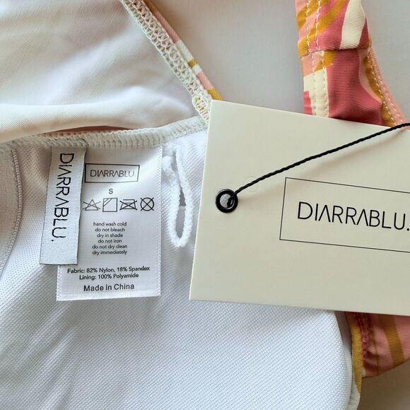 NWT Diarrablu Leila One Piece Square Neck Swimsuit in Blossom Rose Pink & Gold S - Picture 9 of 14